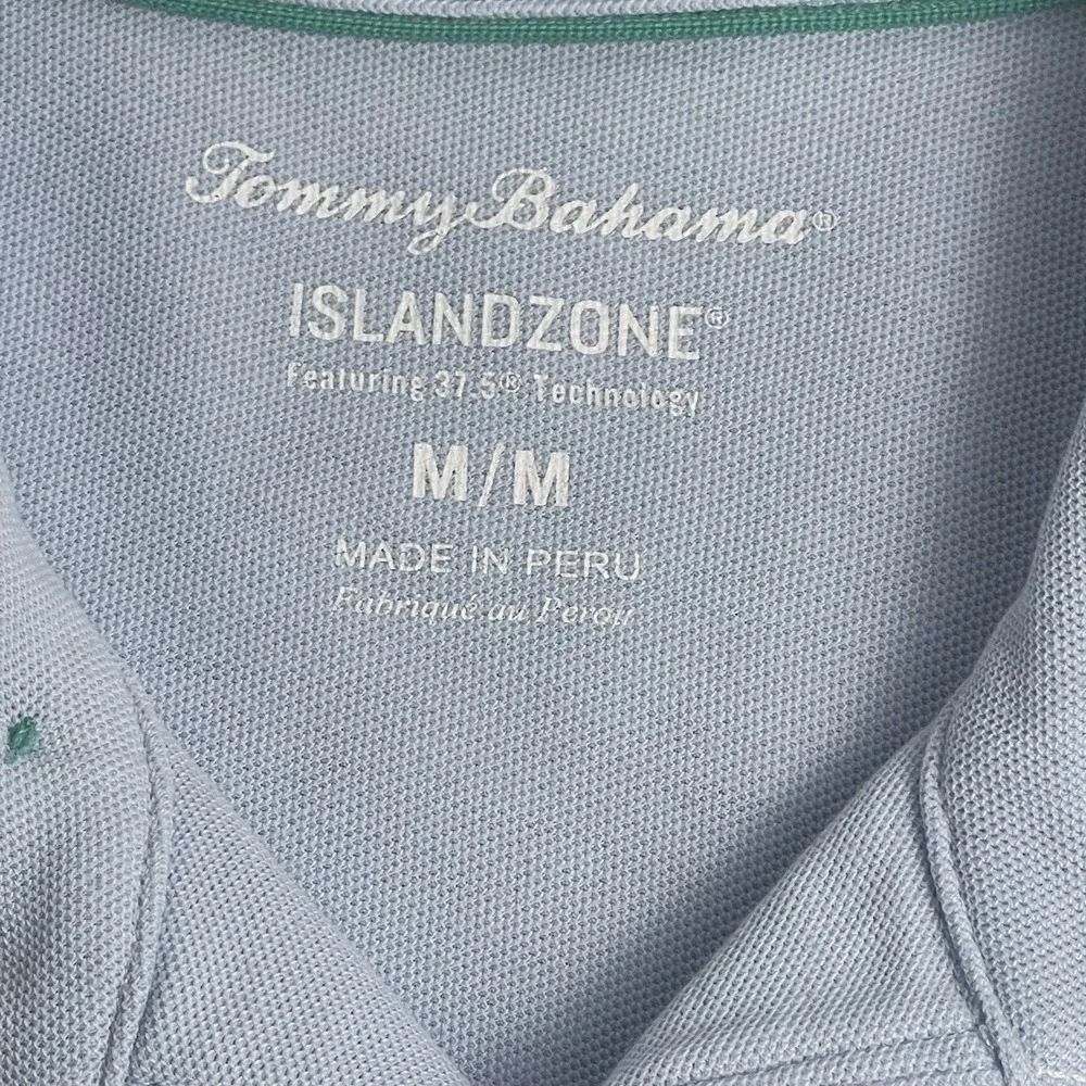 Tommy Bahama Island Zone Medium Blue Supima Camp Loop Collar 37.5 Technology - Picture 5 of 13